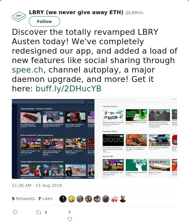 RT @LBRYio: Discover the totally revamped LBRY Austen today! We've completely redesigned our app, and added a load of new features like soc…