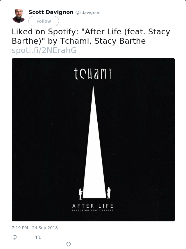 Liked on Spotify: "After Life (feat. Stacy Barthe)" by Tchami, Stacy Barthe