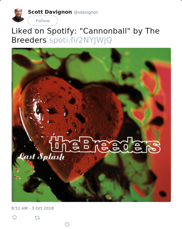 Liked on Spotify: "Cannonball" by The Breeders