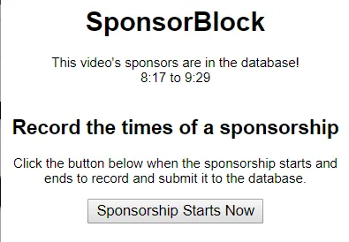 SponsorBlock | Blocking YouTube Sponsorship Segments