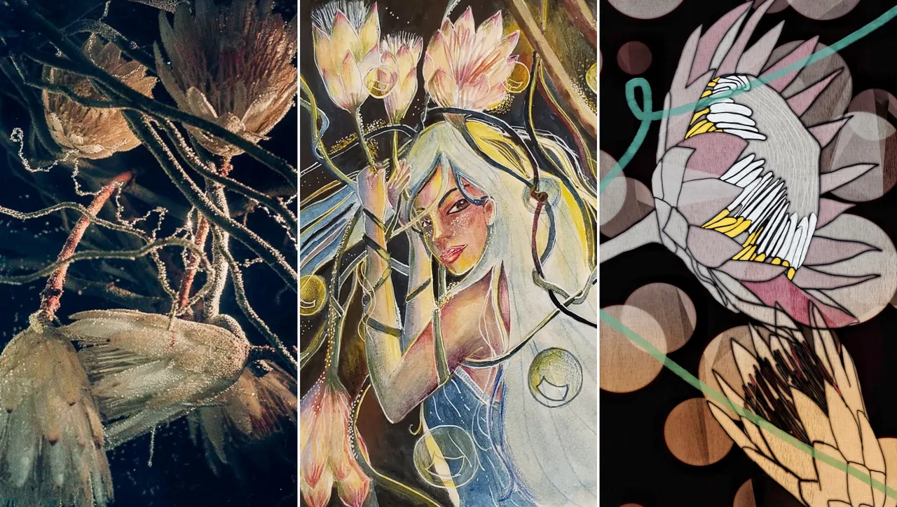 Tangles: Panels 1, 2 and 3. MakersPlace Contest. Digital Art. Photography. Watercolour.