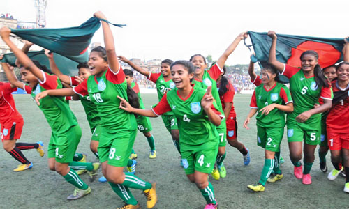 Bangladesh Under-15 team has been champion in the women's football tournament in the four-nation Jockey Cup tournament.