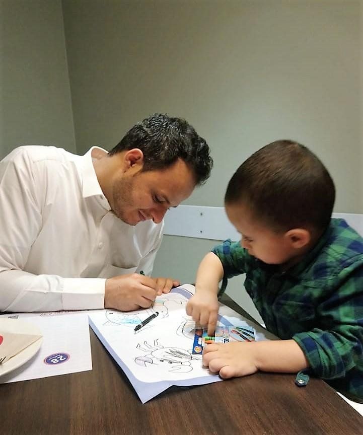 Family picnic and dinner,  drawing and coloring with my little child
