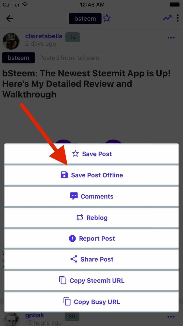 Save posts offline with bSteem mobile app!