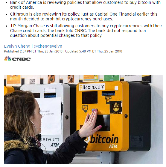 Bank of America, Citigroup reviewing the use of credit cards to buy bitcoin