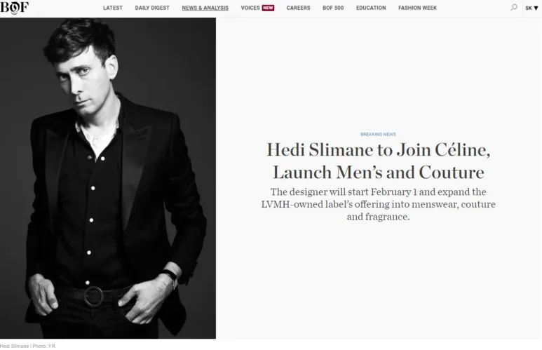 에디 슬리먼, 셀린느로 합류하다. Hedi Slimane to Join Céline