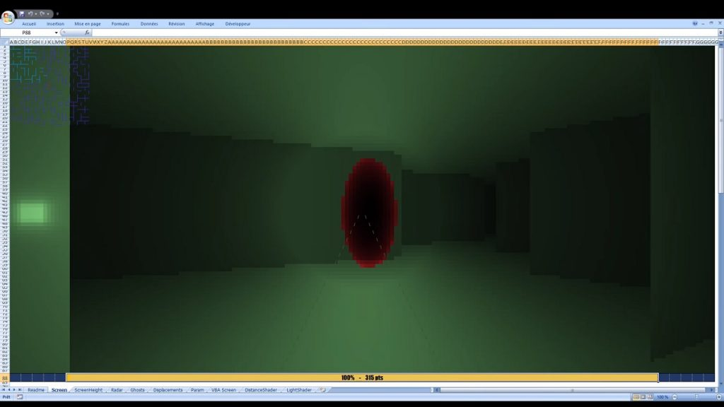 The first complete 3D game in the Excel spreadsheet
