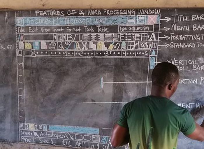 How Windows OS Learns in An African Village School without Computer