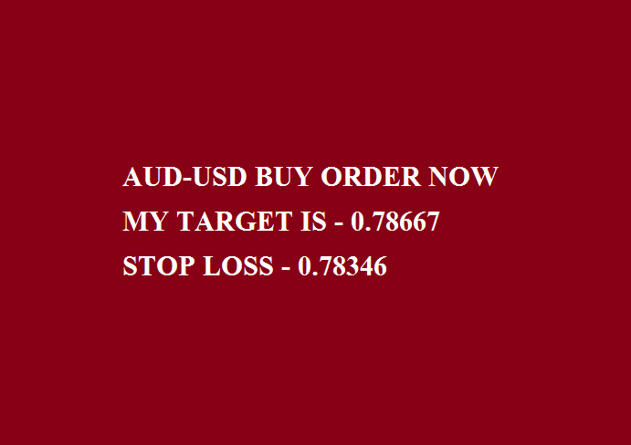 AUD-USD BUY ORDER NOW MY TARGET IS - 0.78667 STOP LOSS - 0.78346,FOREX TRADING NO - #121