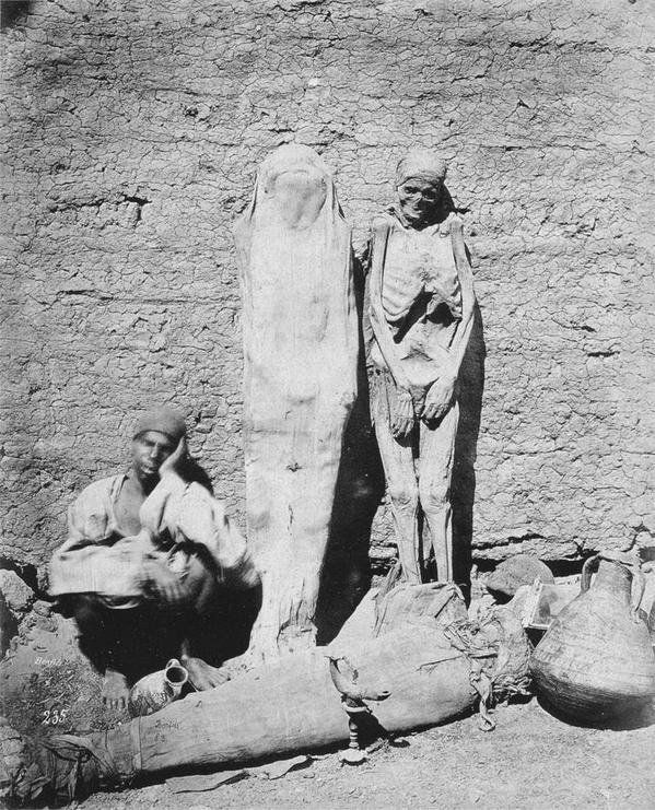 Egypt, 1875. The seller of mummies