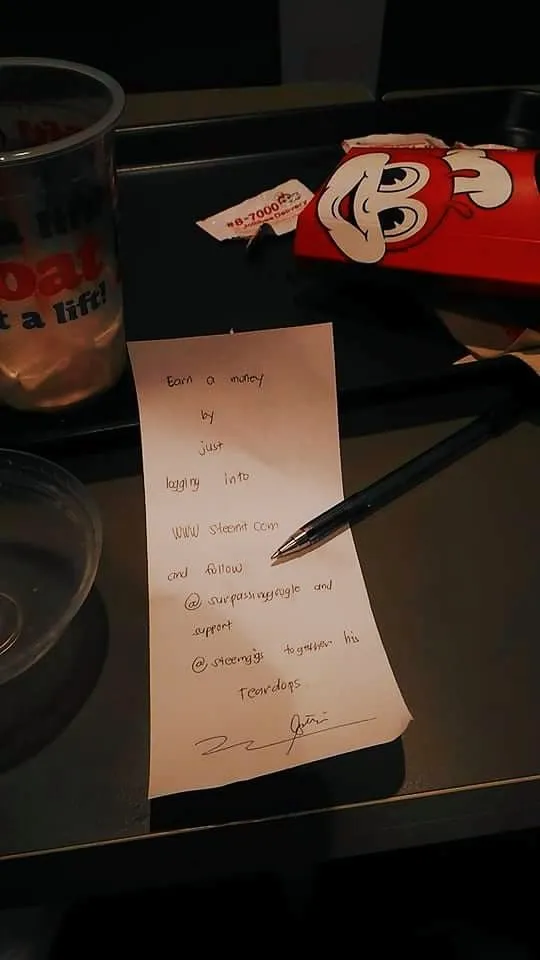 Encouraging Netizens To Join Steemit through Writing on Receipt 