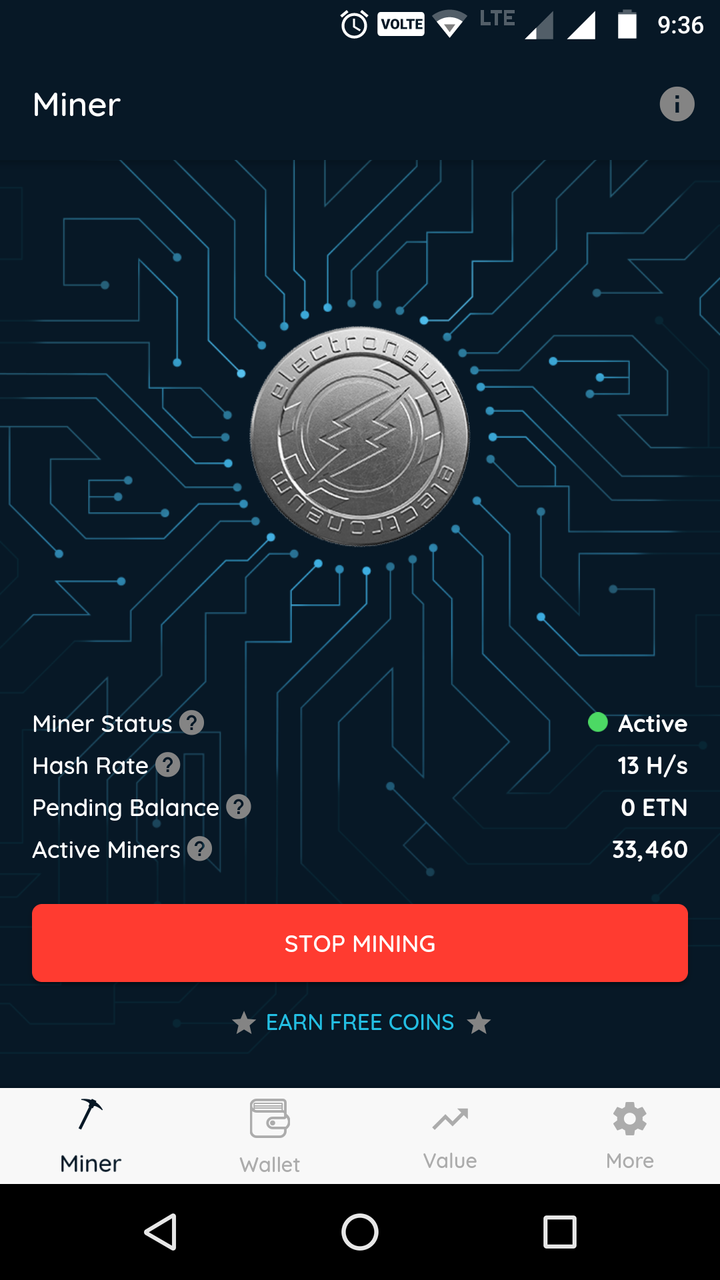 Electroneum Mobile Miner is now active