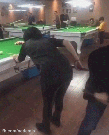 Be sure to watch the clumsy child who is following the billiards