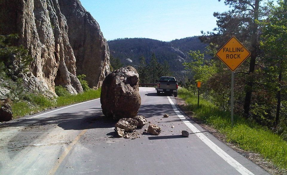 Falling rock in real