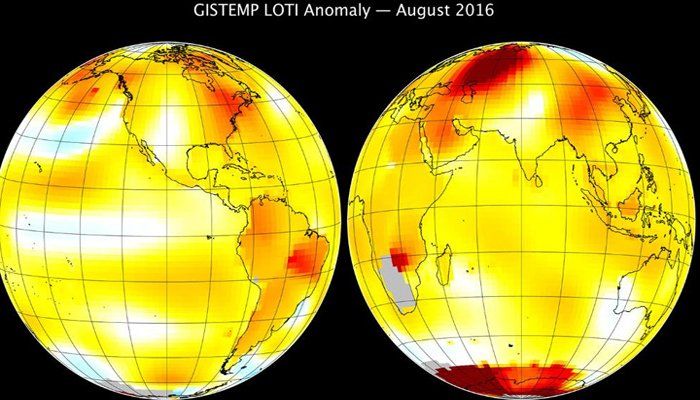 131 year was the warmest month of August 2016!