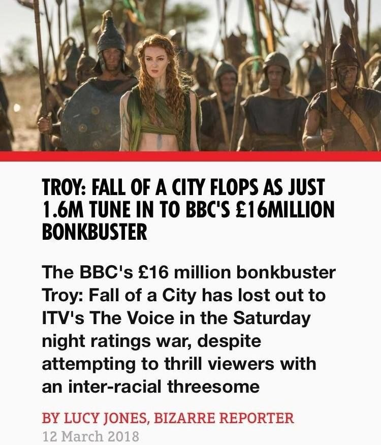 The "Black Achilles" BBC movie just floped and lost to "The Voice"