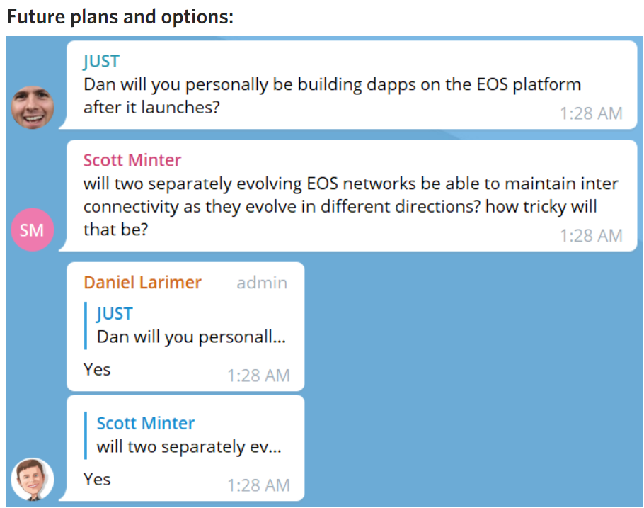 @Dan plans to build a Steem competitor on EOS (says in Telegram)