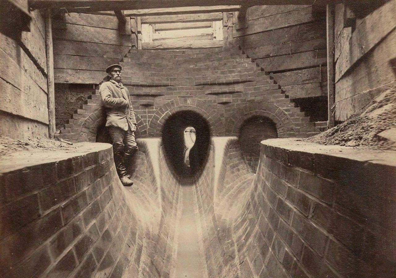 Poland, Warsaw, 1888. Construction of sewerage