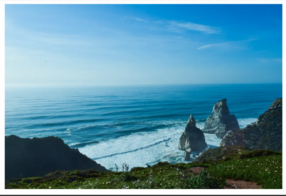 Hired bikes, 20 km bike ride later we reached this view. Ursa beach, Sintra