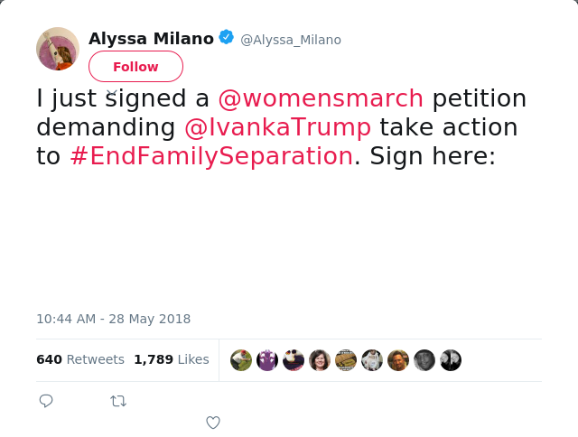 I just signed a @womensmarch petition demanding @IvankaTrump take action to #EndFamilySeparation. Sign here: