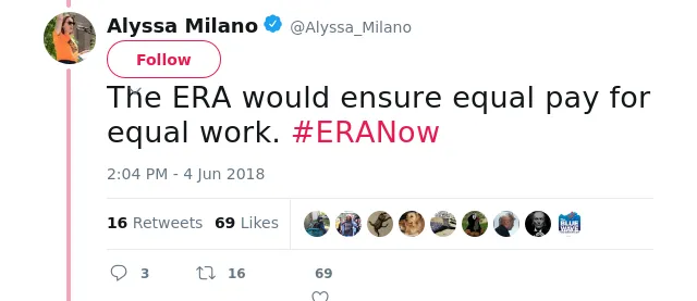 The ERA would ensure equal pay for equal work. #ERANow