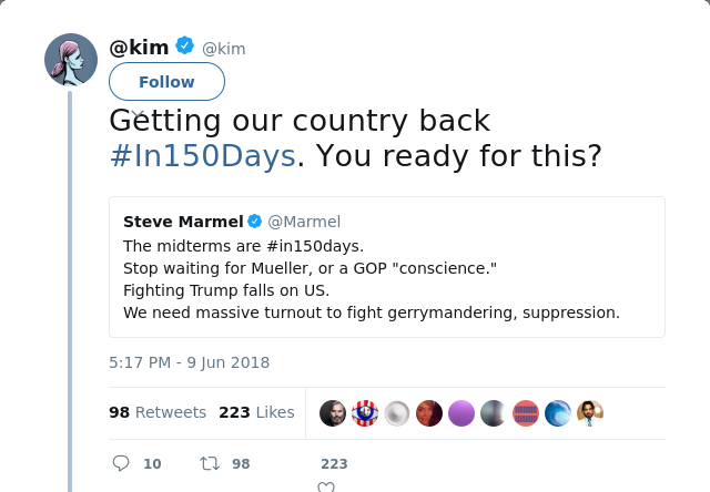 RT @kim: Getting our country back #In150Days. You ready for this?