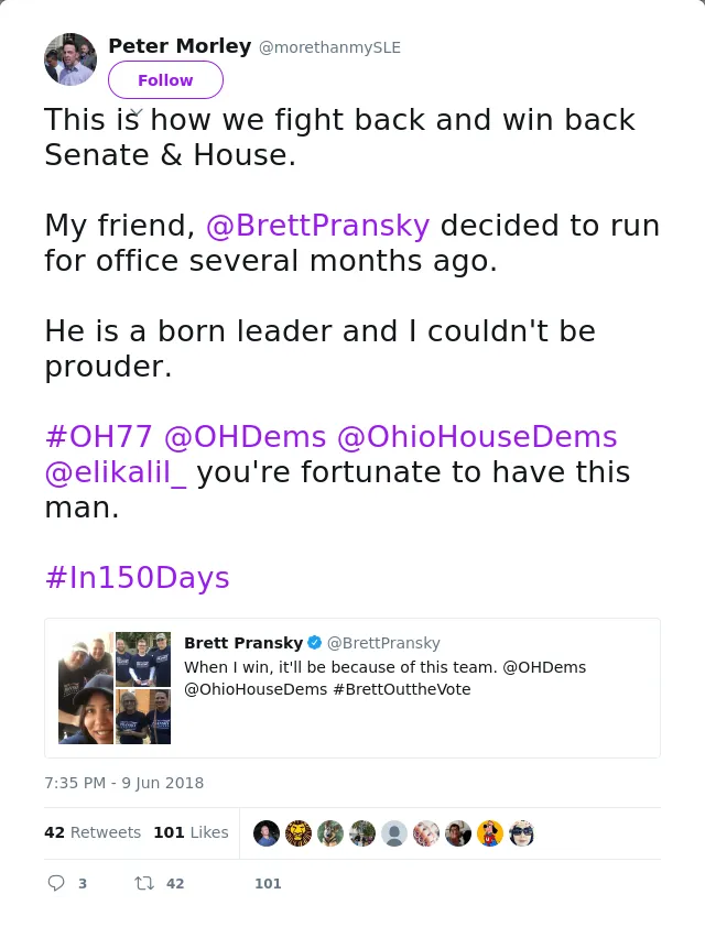 RT @morethanmySLE: This is how we fight back and win back Senate &amp; House.

My friend, @BrettPransky decided to run for office several month…