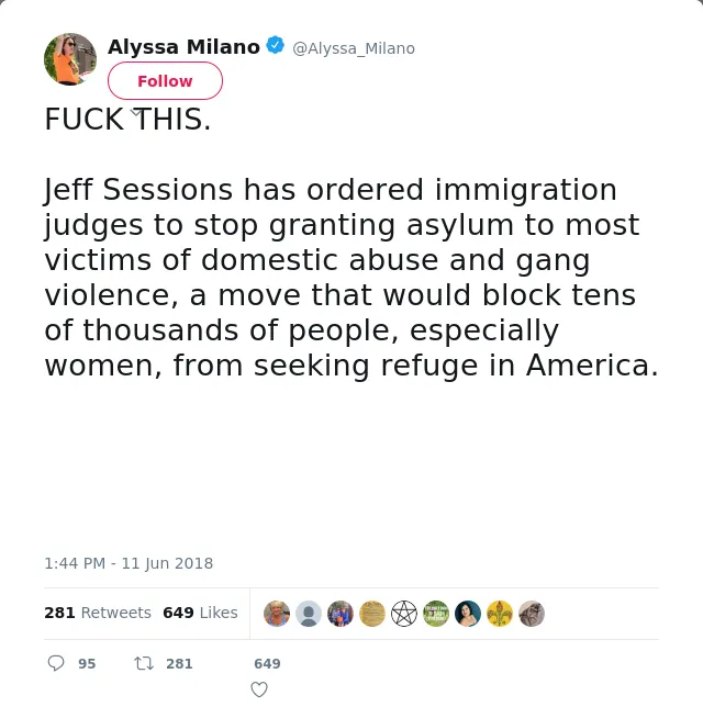 FUCK THIS. 

Jeff Sessions has ordered immigration judges to stop granting asylum to most victims of domestic abuse…
