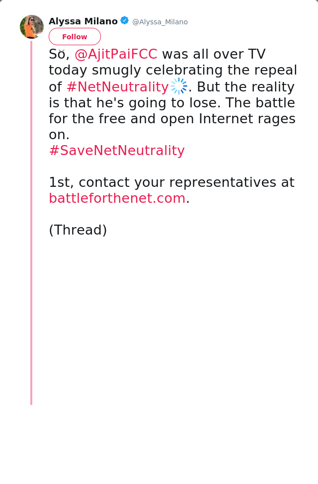 So, @AjitPaiFCC was all over TV today smugly celebrating the repeal of #NetNeutrality. But the reality is that he's…