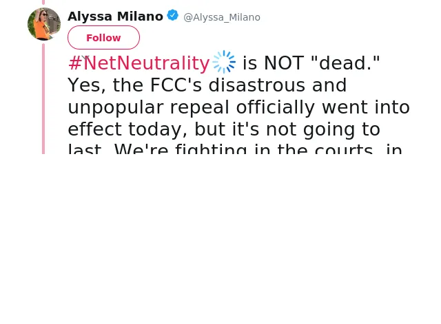 #NetNeutrality is NOT "dead." Yes, the FCC's disastrous and unpopular repeal officially went into effect today, but…