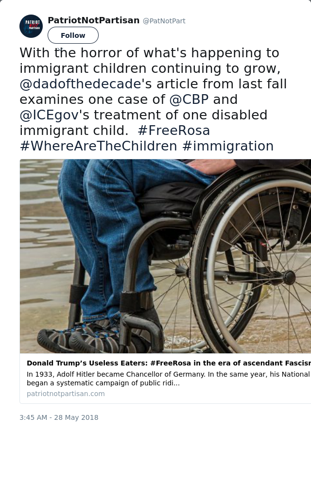 RT @PatNotPart: With the horror of what's happening to immigrant children continuing to grow, @dadofthedecade's article from last fall exam…
