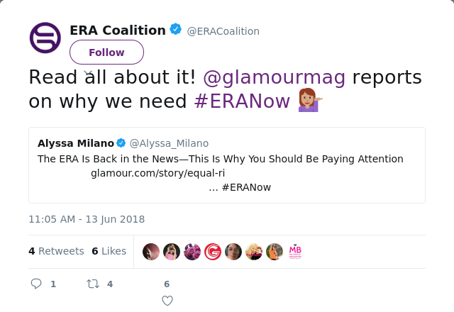 RT @ERACoalition: Read all about it! @glamourmag reports on why we need #ERANow 💁🏽‍♀️