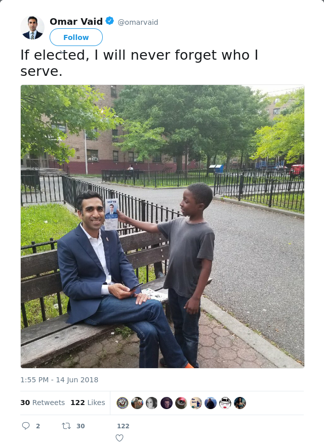 RT @omarvaid: If elected, I will never forget who I serve.