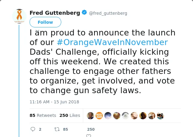RT @fred_guttenberg: I am proud to announce the launch of our #OrangeWaveInNovember Dads' Challenge, officially kicking off this weekend. W…