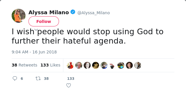 I wish people would stop using God to further their hateful agenda.