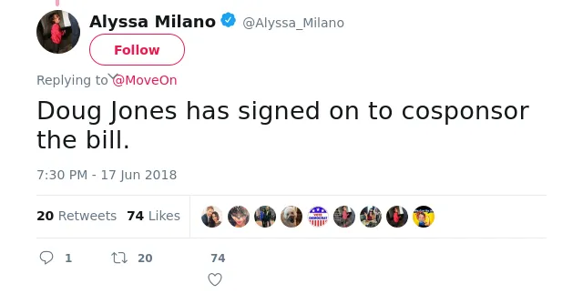 @MoveOn Doug Jones has signed on to cosponsor the bill.