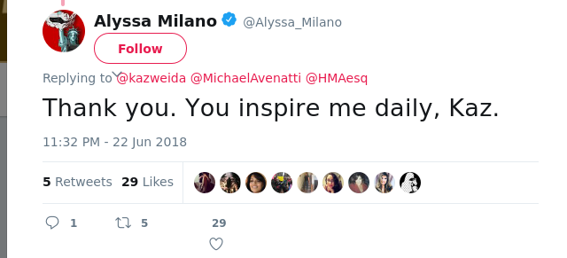 @kazweida @MichaelAvenatti @HMAesq Thank you. You inspire me daily, Kaz.