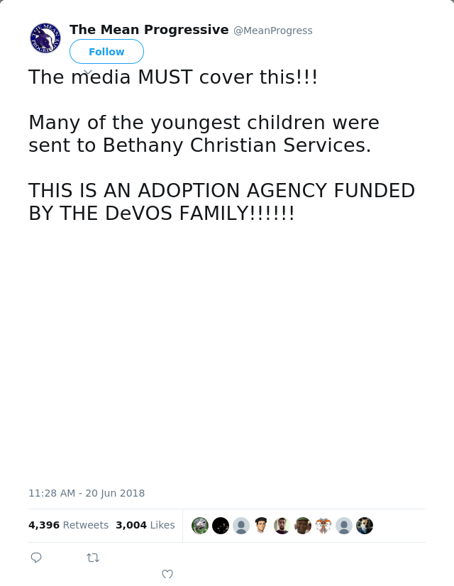 RT @MeanProgress: The media MUST cover this!!!

Many of the youngest children were sent to Bethany Christian Services.

THIS IS AN ADOPTION…