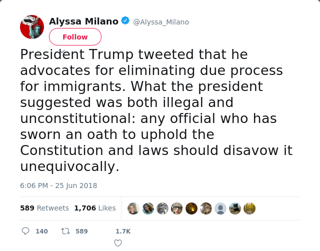 President Trump tweeted that he advocates for eliminating due process for immigrants. What the president suggested…