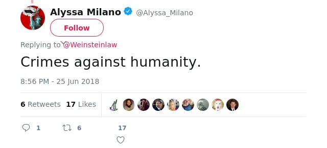 @Weinsteinlaw Crimes against humanity.