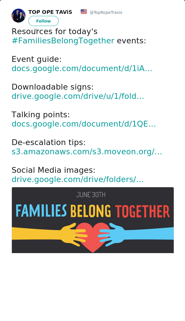 RT @TopRopeTravis: Resources for today's #FamiliesBelongTogether events:  

Event guide: