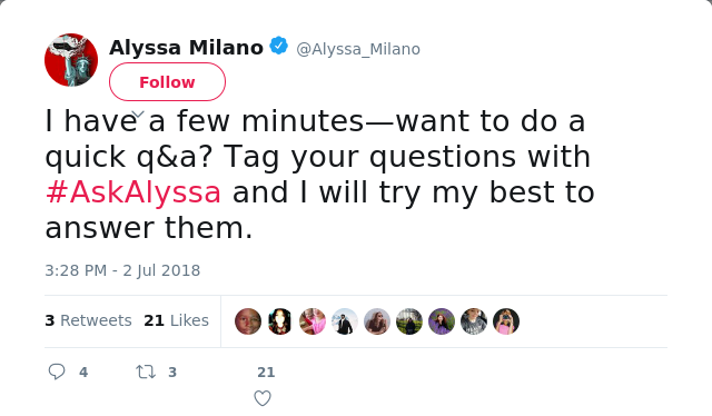 I have a few minutes—want to do a quick q&amp;a? Tag your questions with #AskAlyssa and I will try my best to answer them.