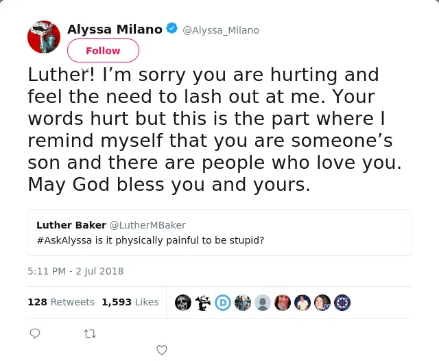 Luther! I’m sorry you are hurting and feel the need to lash out at me. Your words hurt but this is the part where I…