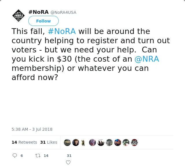 RT @NoRA4USA: This fall, #NoRA will be around the country helping to register and turn out voters - but we need your help.  Can you kick in…