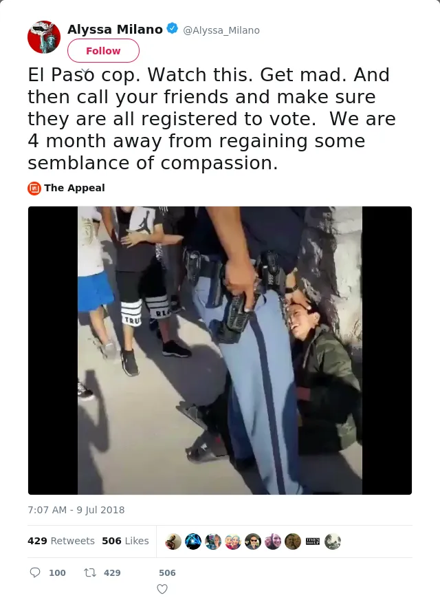 El Paso cop. Watch this. Get mad. And then call your friends and make sure they are all registered to vote.  We are…