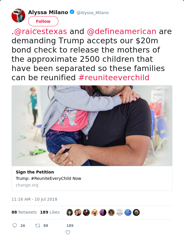 .@raicestexas and @defineamerican are demanding Trump accepts our $20m bond check to release the mothers of the app…