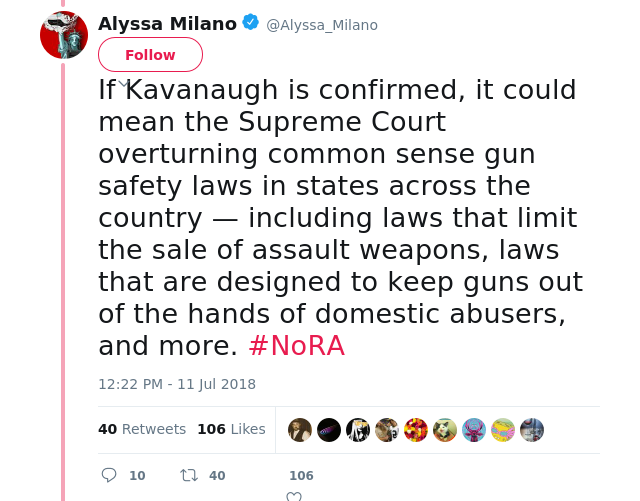 If Kavanaugh is confirmed, it could mean the Supreme Court overturning common sense gun safety laws in states acros…