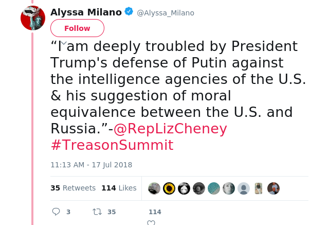 “I am deeply troubled by President Trump's defense of Putin against the intelligence agencies of the U.S. &amp; his sug…