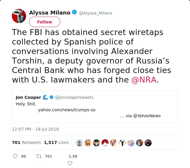 The FBI has obtained secret wiretaps collected by Spanish police of conversations involving Alexander Torshin, a de…
