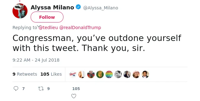 @tedlieu @realDonaldTrump Congressman, you’ve outdone yourself with this tweet. Thank you, sir.